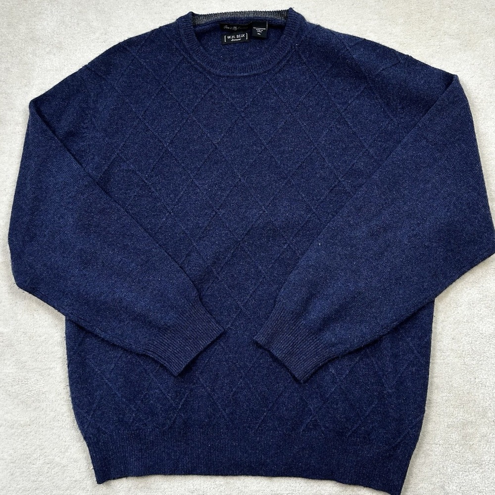 WH Belk 100% Cashmere Sweater Mens XL Crewneck Quiet Luxury 2-Ply